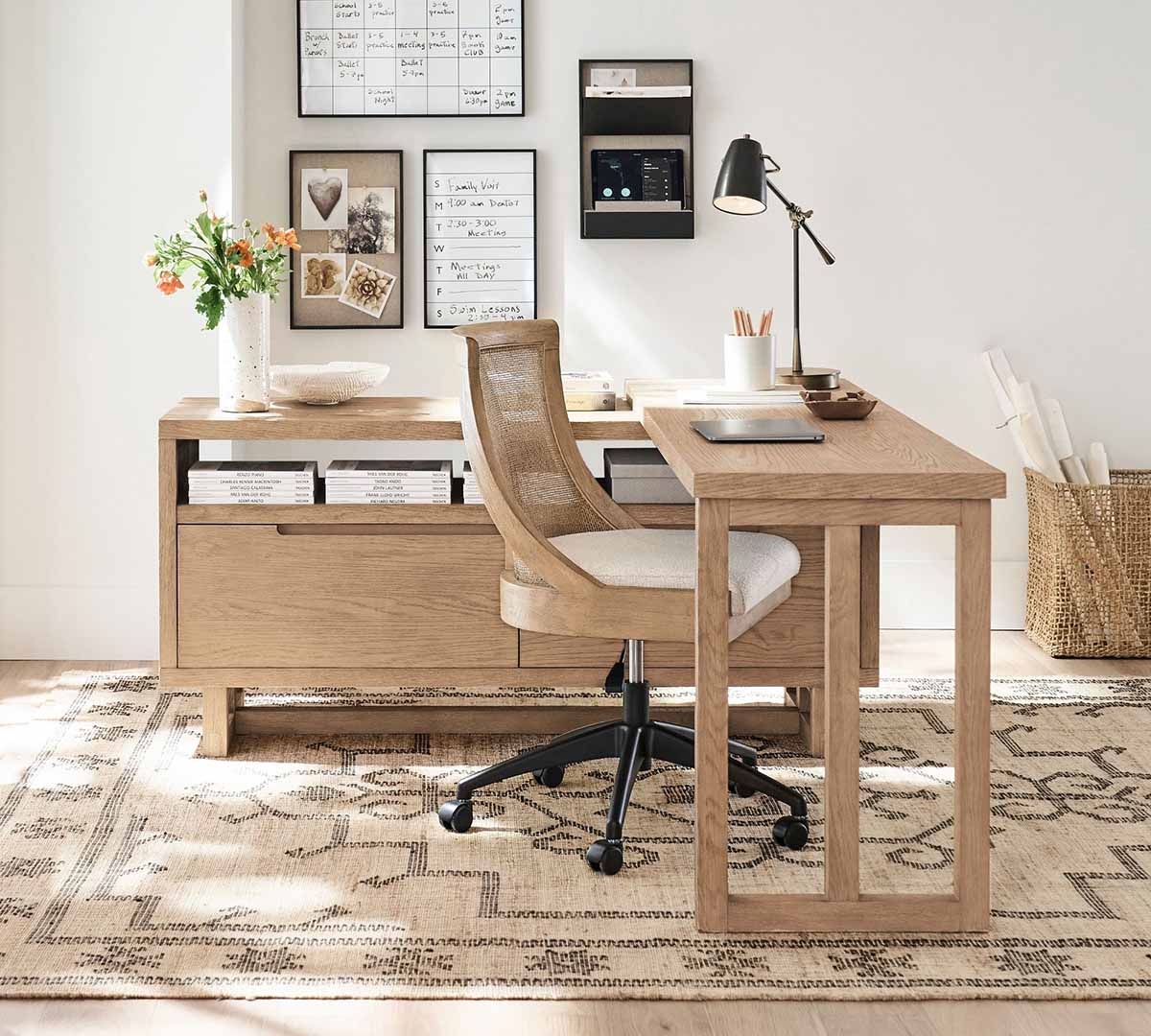 Pottery Barn Bennett Upholstered Swivel Desk Chair cane desk chairs best