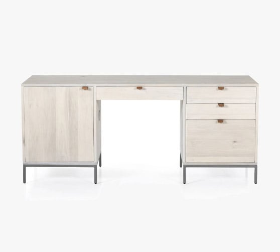 Pottery Barn Graham 70" Executive Desk with Drawers Dove best modern executive desks