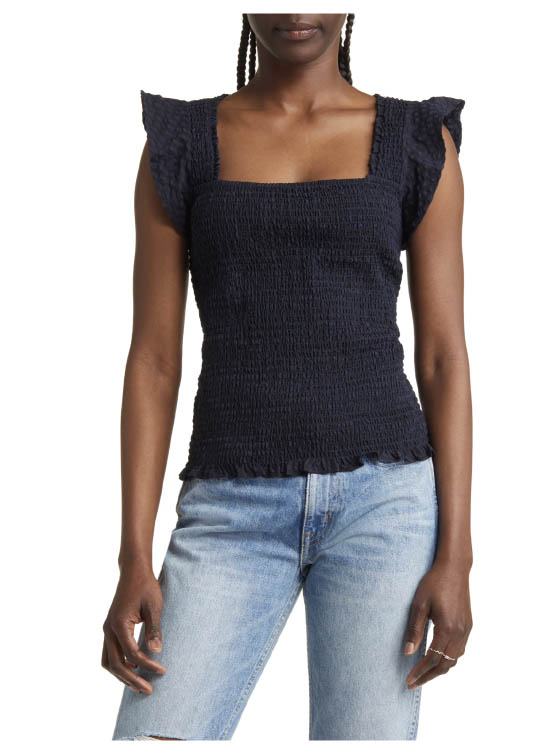 Scotch and Soda Seersucker Smocked Top Color- 0590-Combo-K best smocked tops summer fall trend