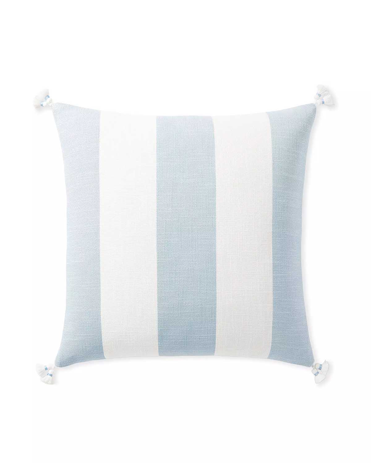 Serena and Lily Bay Stripe Outdoor Pillow Cover Coastal Blue best blue outdoor throw pillows