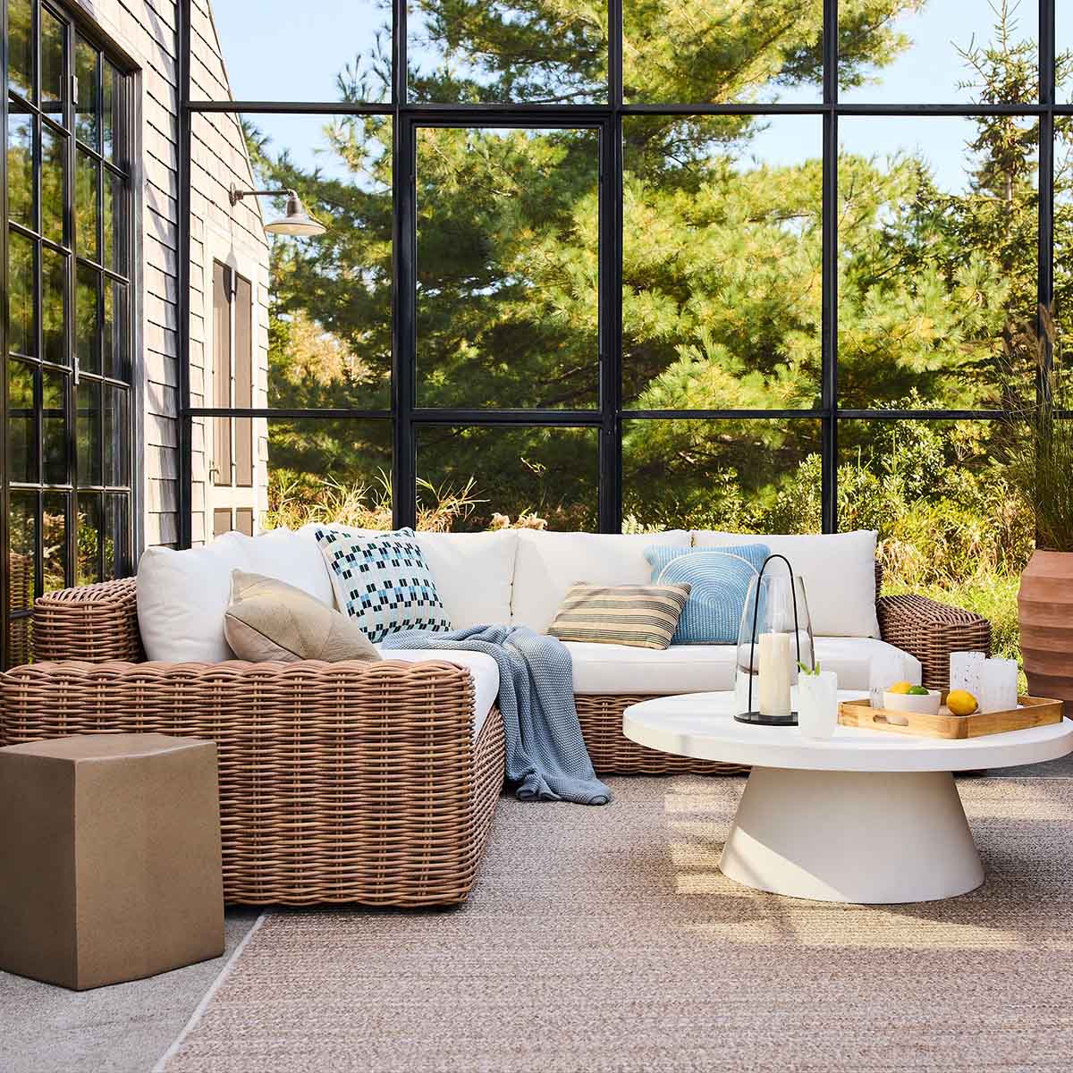 West Elm Woven Cable Outdoor Performance Rug Natural best neutral outdoor rugs