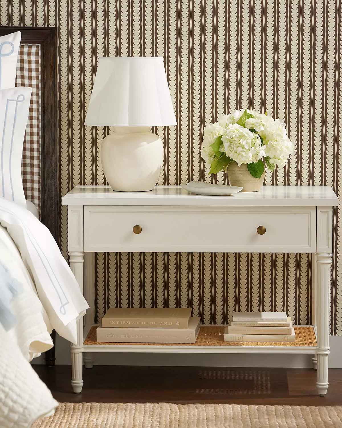 Serena and Lily Harbour Cane Wide Nightstand best white cane nightstands 