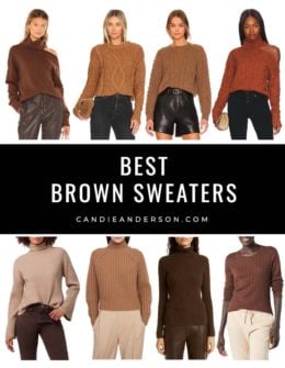 Style expert, journalist and fashion blogger Candie Anderson of candieanderson.com has the scoop on 12 gorgeous brown sweaters in a variety of styles for women of all ages! They're perfect for every fall and winter occasion and event. Some are even appropriate for the office.