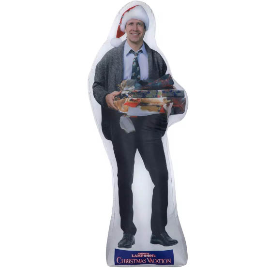 6' National Lampoon Photorealistic Clark Griswold with Presents Inflatable Christmas Decoration 