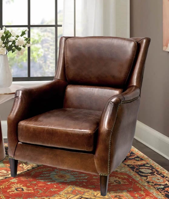 Pasargad Vicenza Upholstered Wingback Chair Brown best leather wingback chairs