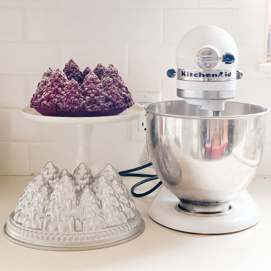 Lifestyle expert, journalist and interior design blogger Candie Anderson of candieanderson.com shares her white KitchenAid stand mixer, Nordic Ware Pine Forest Tree Cake pan and delicious red velvet Christmas tree cake! 