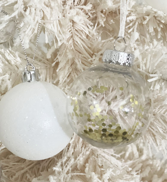 Lifestyle expert, journalist, entertaining blogger and holiday decor fan Candie Anderson of candieanderson.com shares her gorgeous white round 60mm/2.36 inch Sea Team Shatterproof Ornaments on her flocked pink Christmas tree.