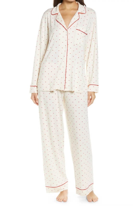 Eberjey Gisele Print Jersey Knit Pajamas Hearts Ivory Rosewood best valentines day pajamas