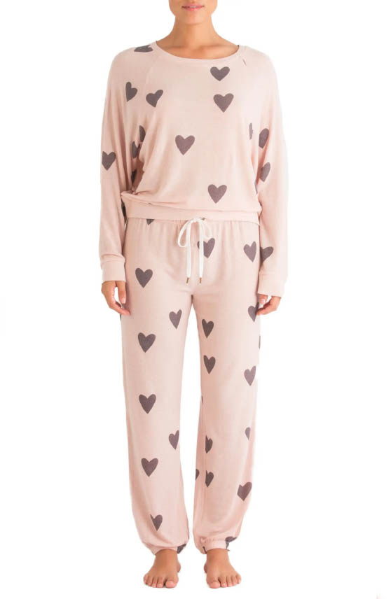 Honeydew Intimates Star Seeker Brushed Jersey Pajamas Fantasy Pink Hearts Valentines day pajamas women
