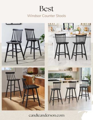 Lifestyle expert, journalist and interior design blogger Candie Anderson of candieanderson.com has the scoop on the best Windsor counter stools in the top interior design styles and trends for every kitchen.