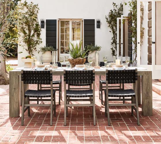 Pottery Barn Palisades Metal Rectangular Dining Table best metal outdoor dining tables