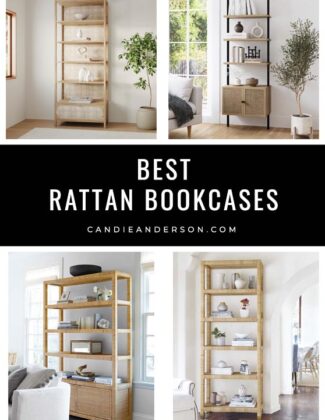 Lifestyle expert, journalist and interior design blogger Candie Anderson of candieanderson.com has the scoop on the best rattan bookcases and bookshelves in every top interior design style and trend!