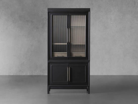 Arhaus Rowan Modular Reeded Glass Bar Scoria Black best modern bar cabinets