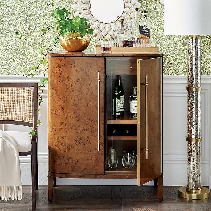Frontgate Brando Bar Cabinet burl wood modern bar cabinets
