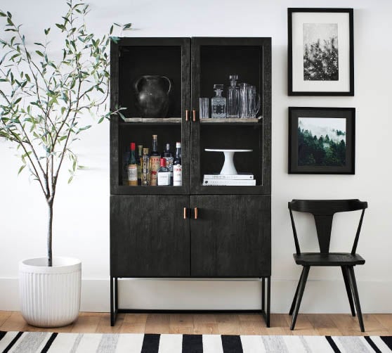 Pottery Barn Hardy Bar Cabinet Warm Black best modern bar cabinets