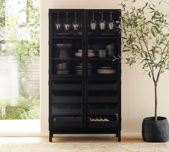 Pottery Barn Haven Buffet & Hutch Black best modern bar cabinets contemporary