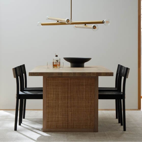 West Elm Yvette Woven Rectangle Dining Table Natural best modern rectangular dining tables