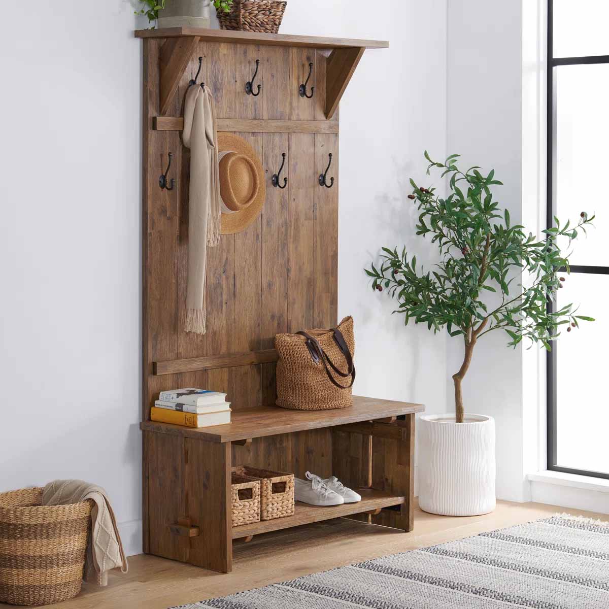 Alaterre Bethel Acacia Wood Hall Tree - 70 best rustic hall trees