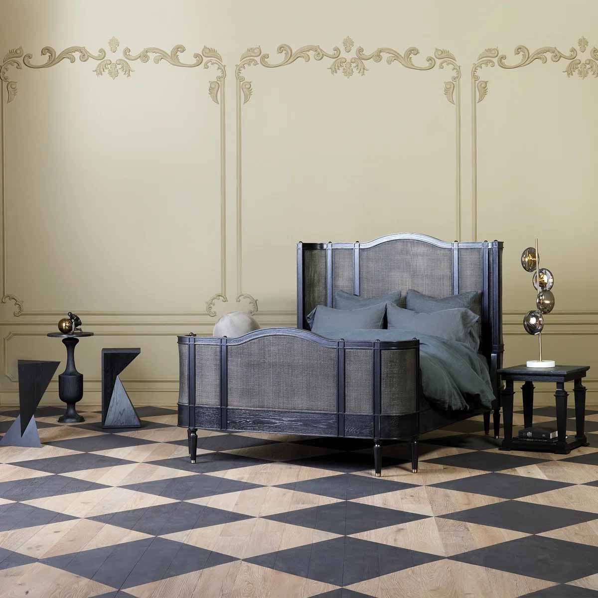 Global Views Josephine Queen Bed-Blackened Oak best cane beds