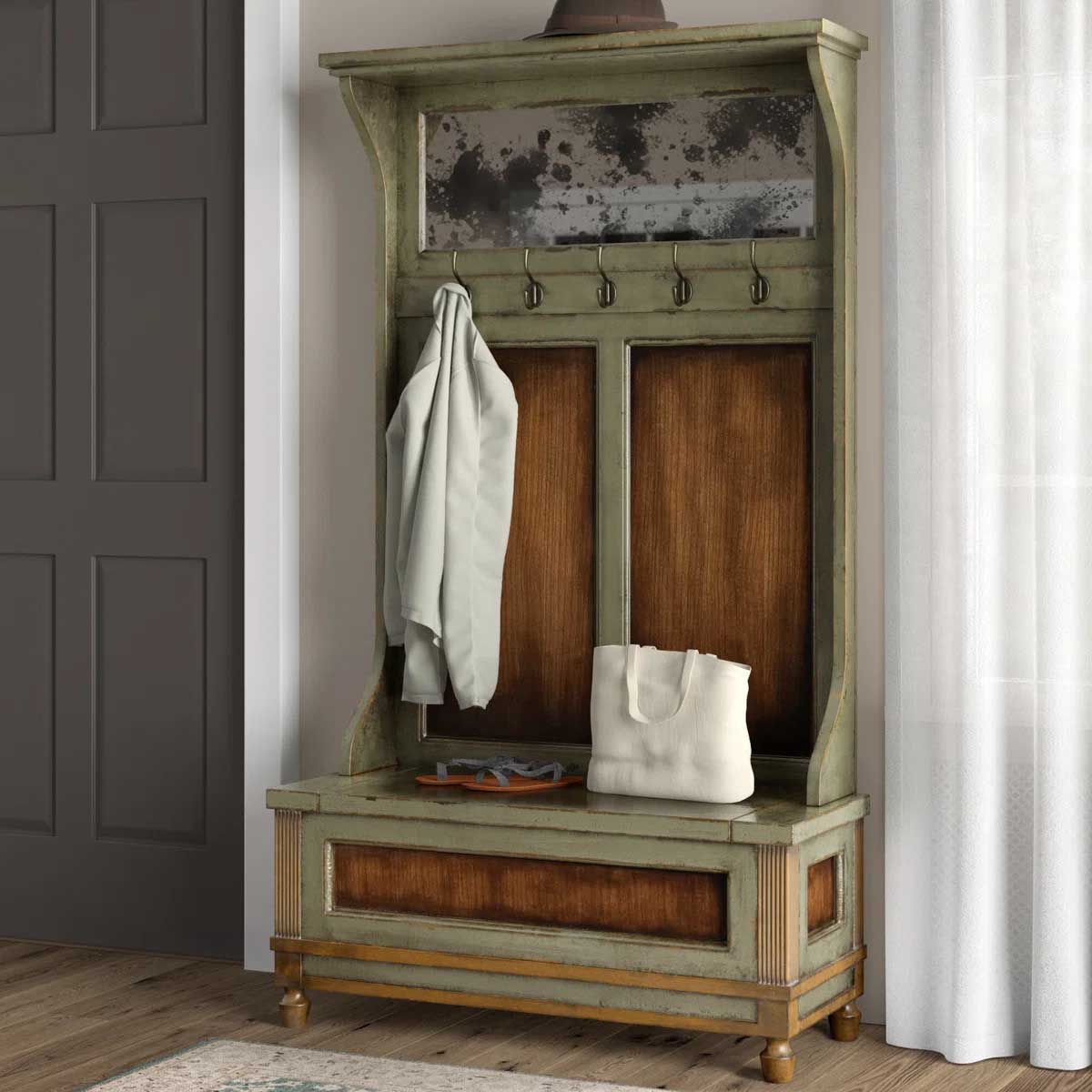 Laurel Foundry Modern Farmhouse Pompey Hall Tree with Bench best rustic hall trees