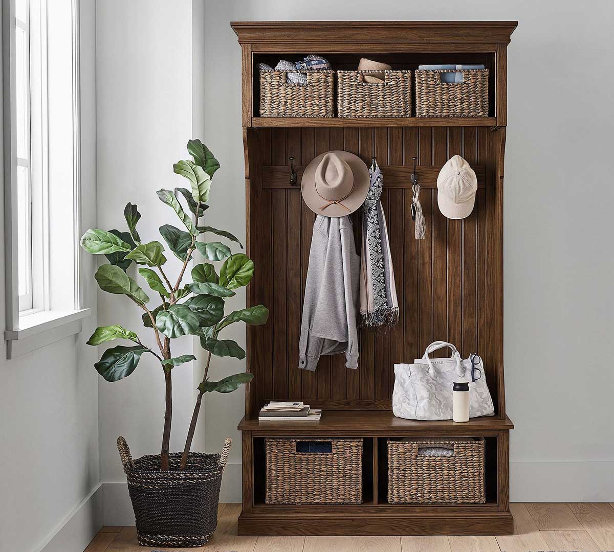Pottery Barn Aubrey Hall Tree Toffee Finish best rustic hall trees