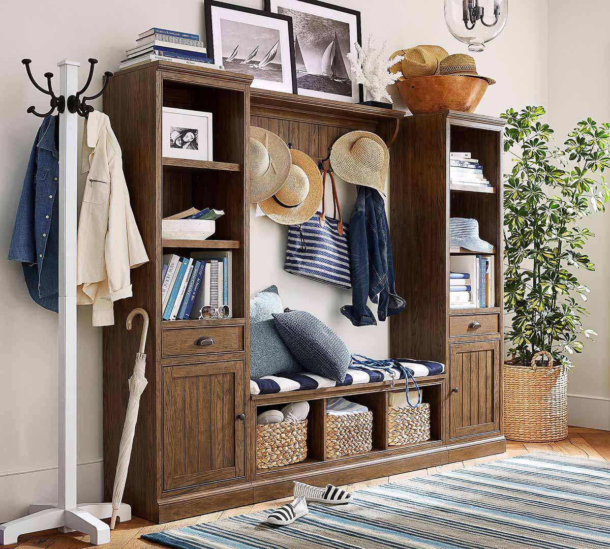 Pottery Barn Aubrey Modular Entryway Collection rustic hall trees best 