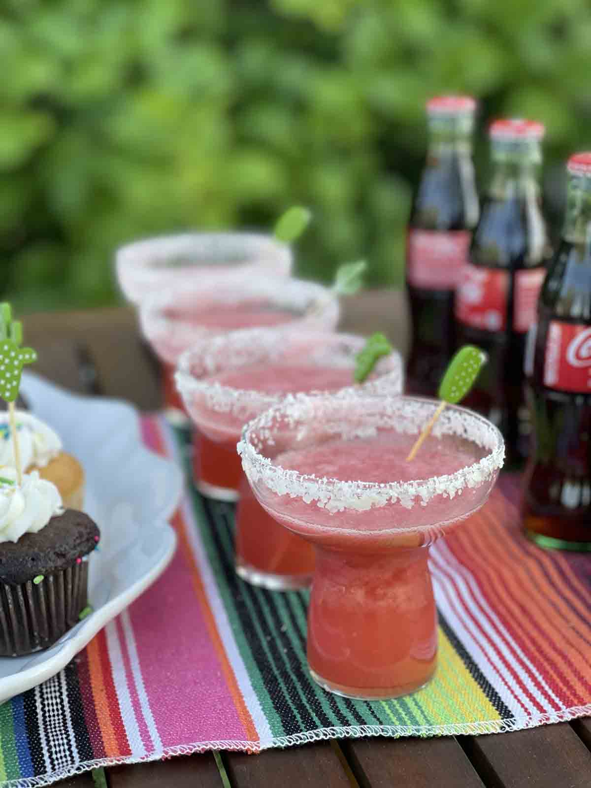 modern Margarita glasses for outdoor summer fiesta tablescape.