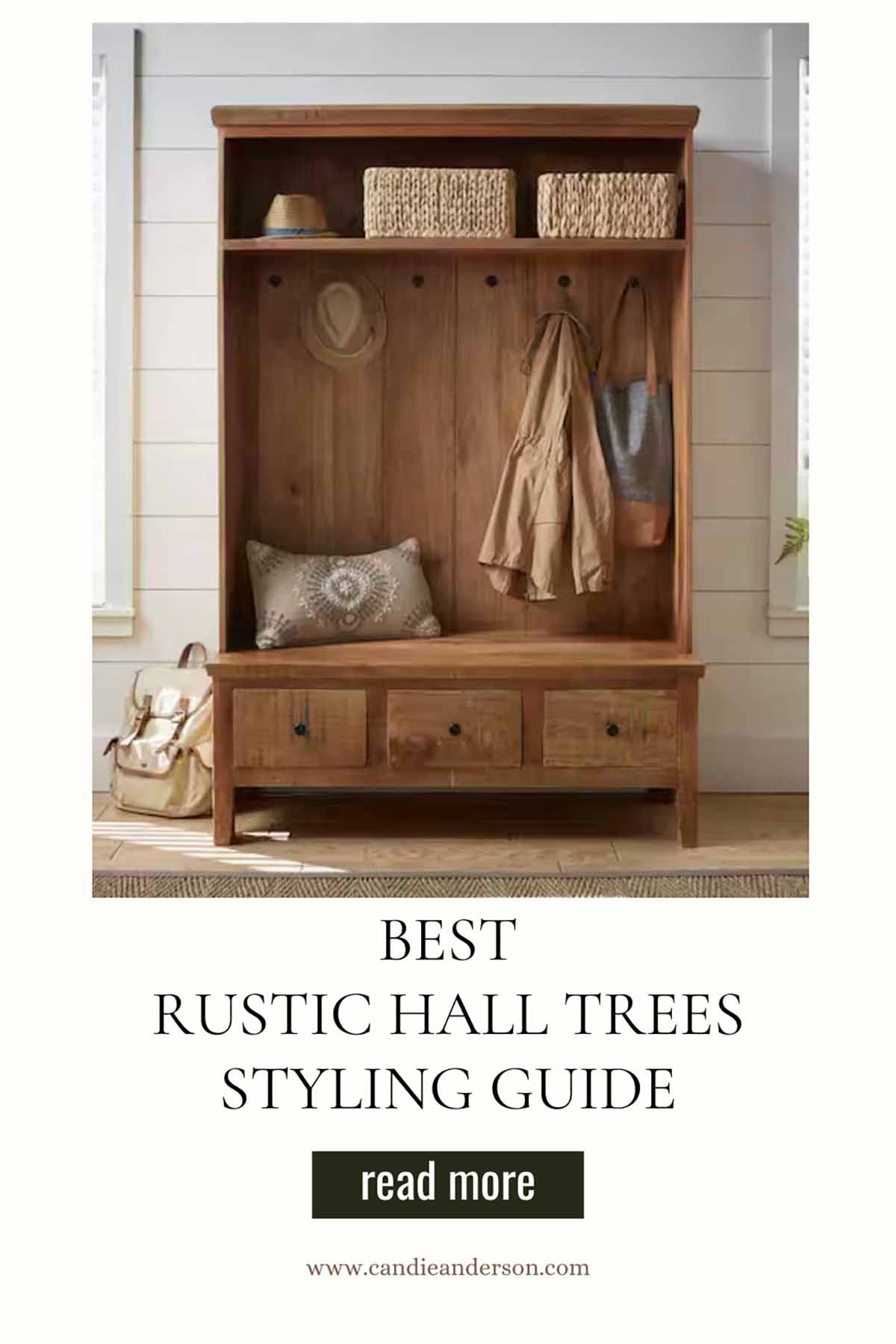 LIfestyle expert, journalist and interior design blogger Candie Anderson of candieanderson.com shares the best rustic hall trees styling guide.