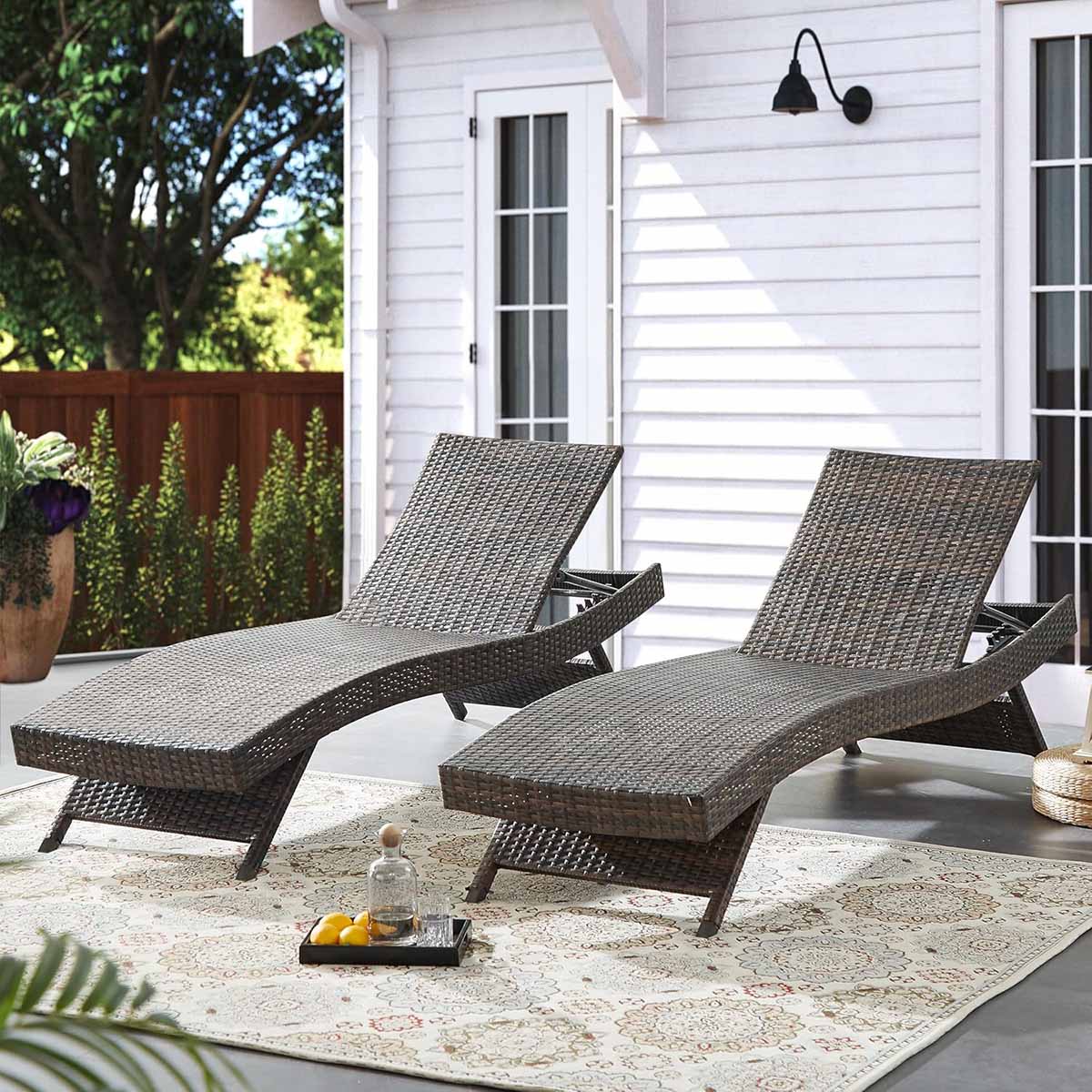Asifom Reclining Sunbathing Chaise Lounge (Set Of 2) best wicker chaise lounge chairs