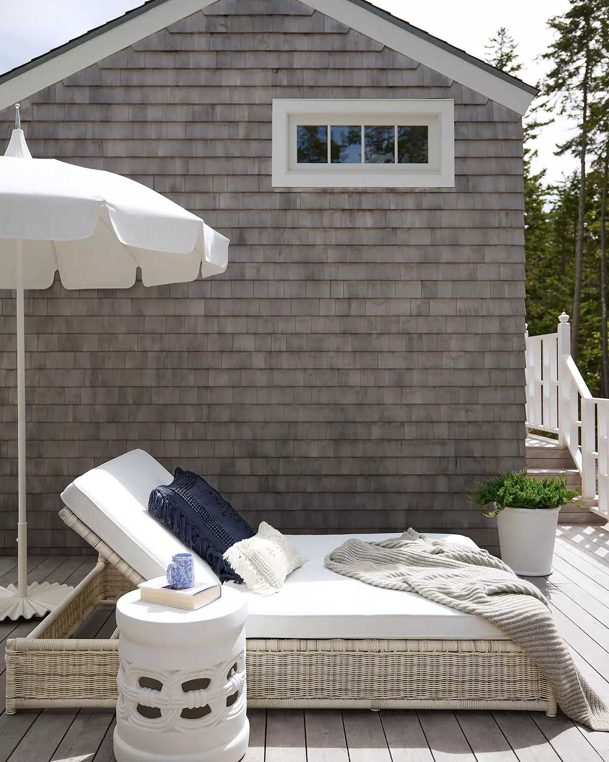 Serena & Lily Pacifica Double Chaise Driftwood best wicker chaise lounge chairs