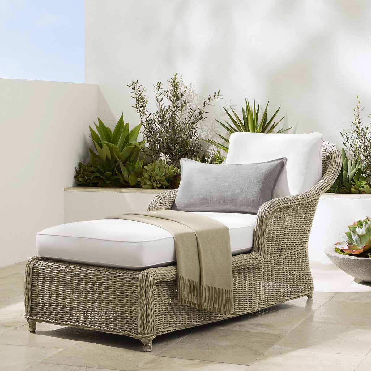 Williams Sonoma Home Manchester Chaise best wicker chaise lounge chairs