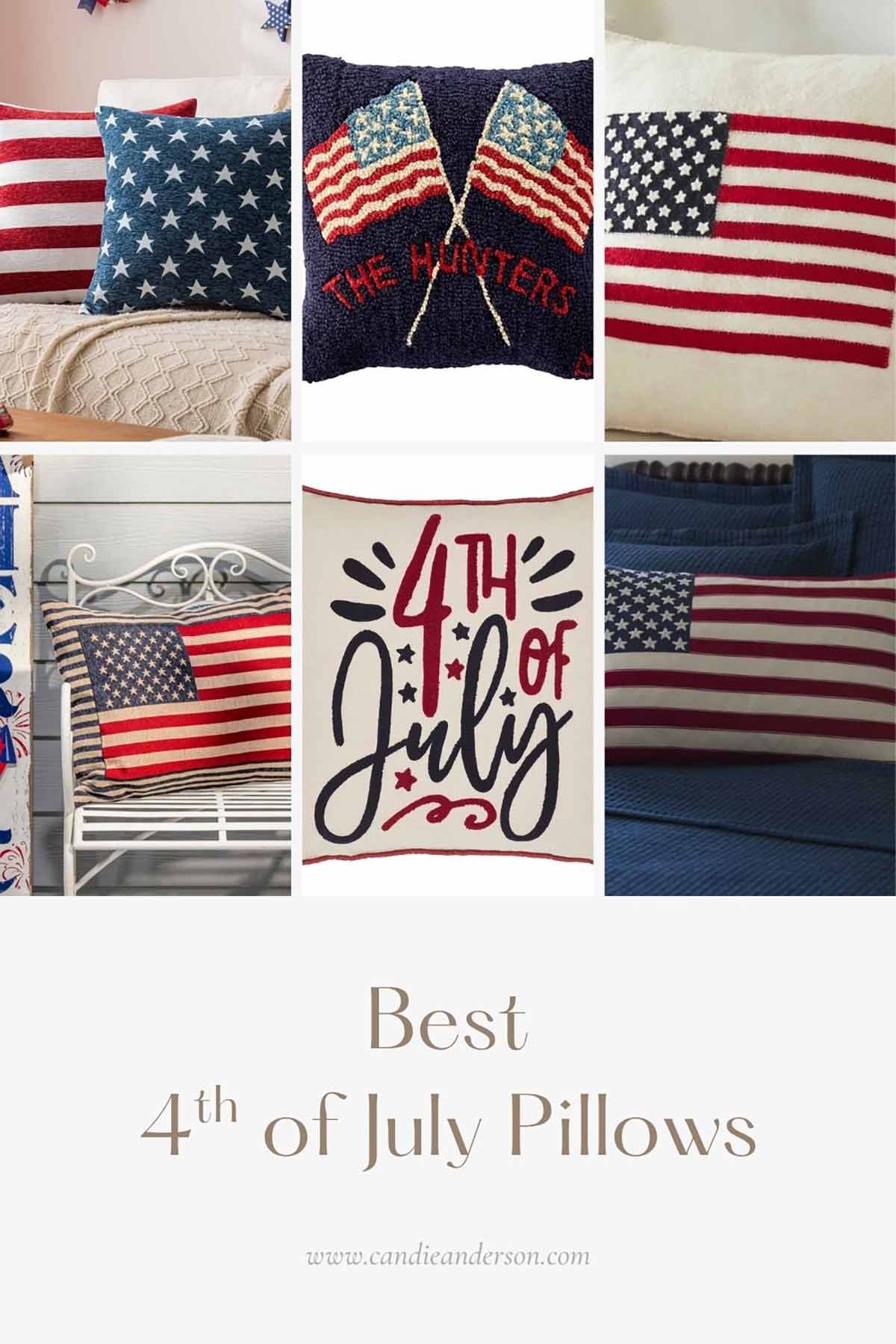 Lifestyle expert, journalist and blogger Candie Anderson of candieanderson.com shares the 10 best 4th of July throw pillows for your front porch, your back patio, garden, living room, entryway bench and more.