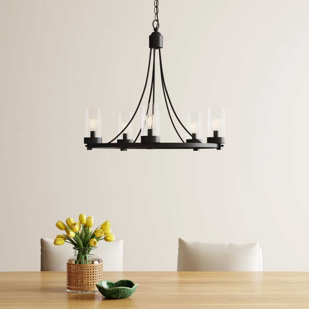Birch Lane Laurie 5 - Light Dimmable Wagon Wheel Chandelier Wayfair Black Friday in July sale