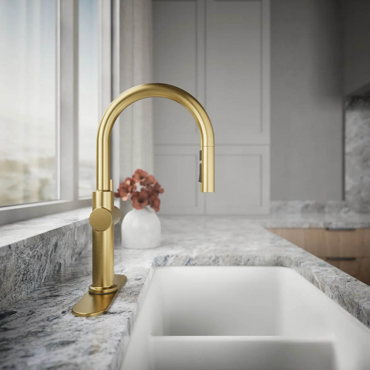 Kohler Crue Single Handle Pull Down Kitchen Faucet Brass best wayfair black friday in july sale