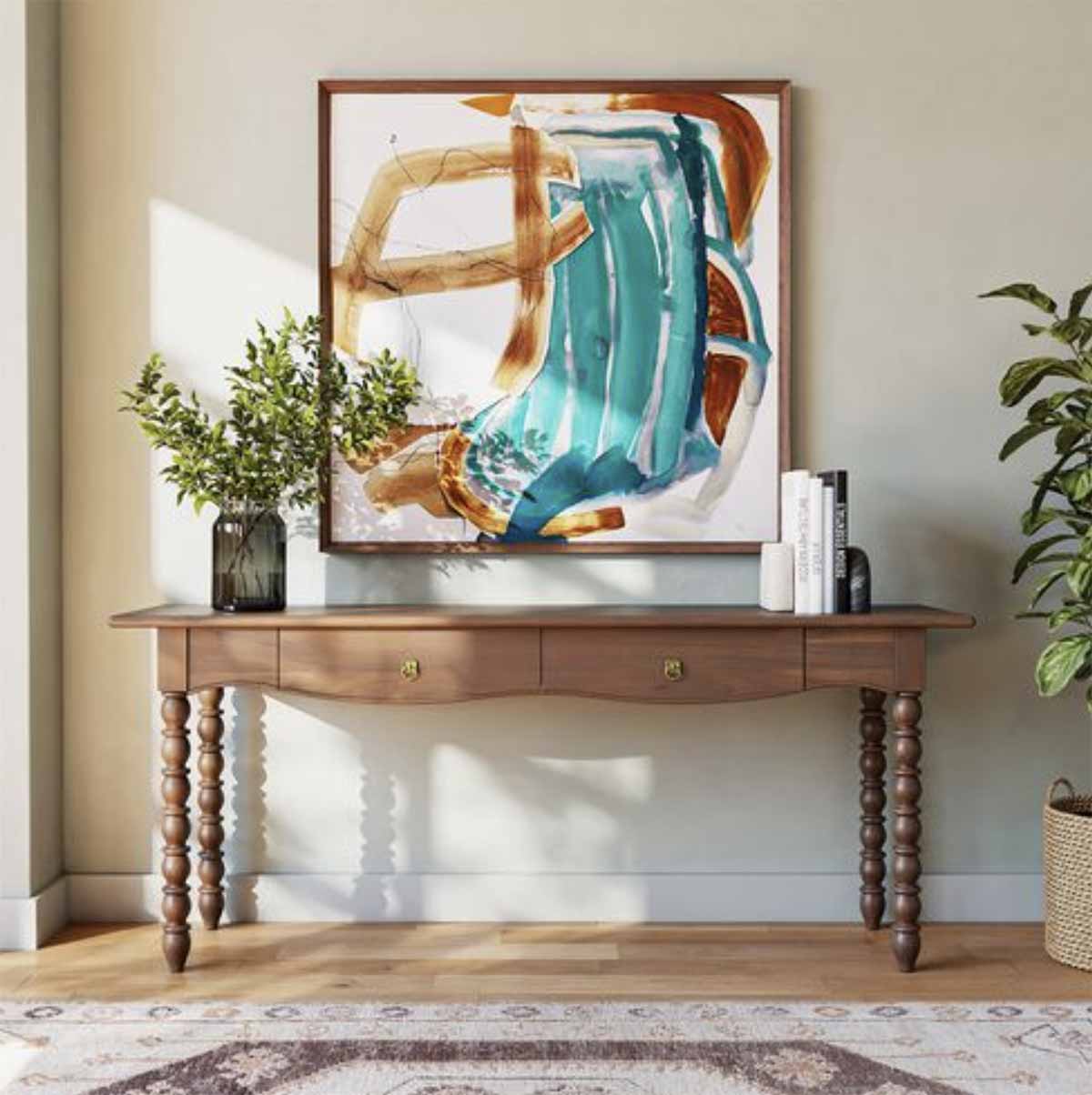 Tulsi Home Thalyn Spindle Console Table Walnut best spindle console tables