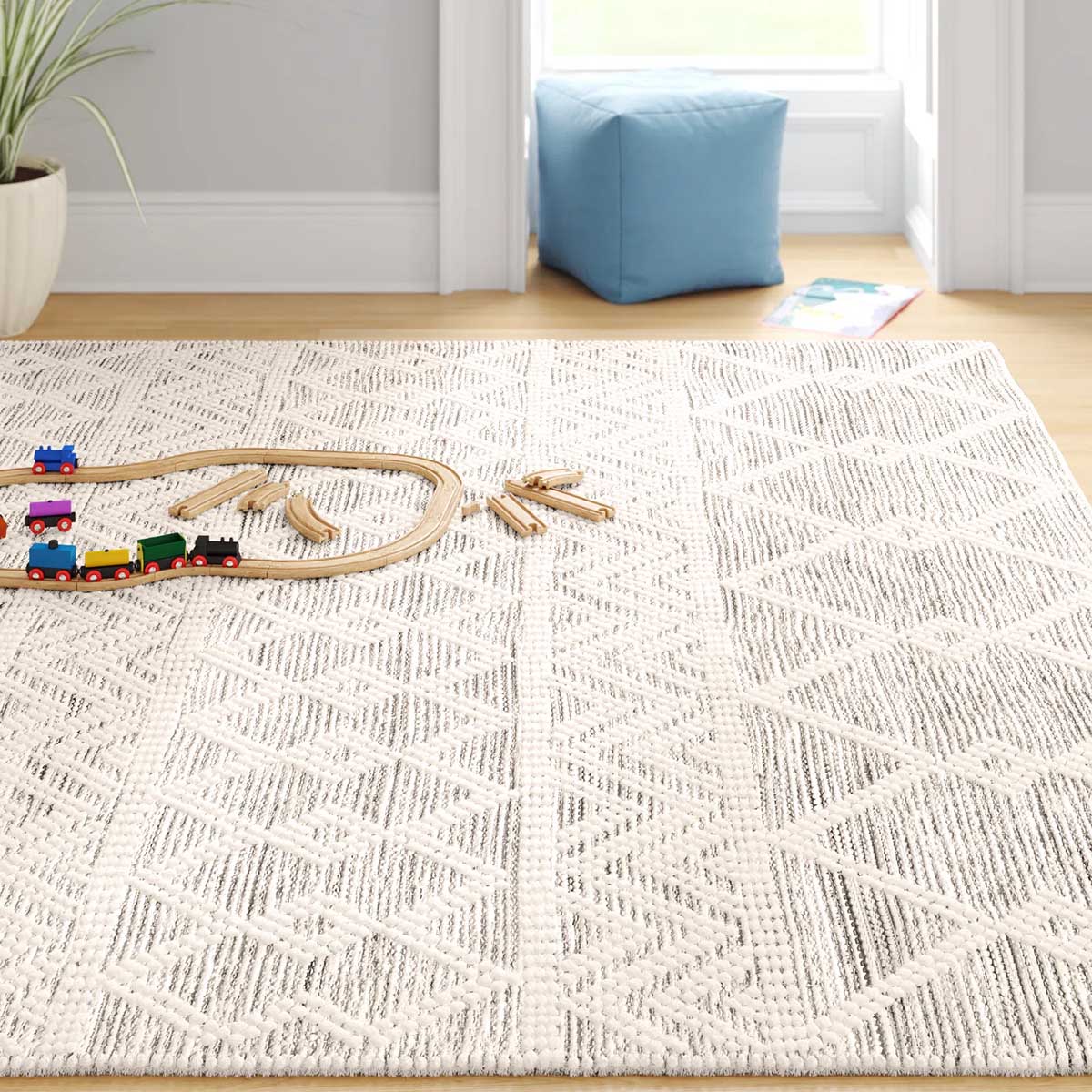 Wade Logan Latrissa Moroccan Flatweave Wool Charcoal:Cream Area Rug best black friday in july sale