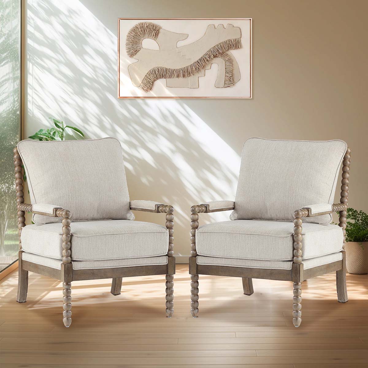 Bungalow Rose Ocelia Elegant 25.5 Wide Spindle Leg Accent Chair With Cushioned Back And Seat (Set of 2) best spindle accent chairs