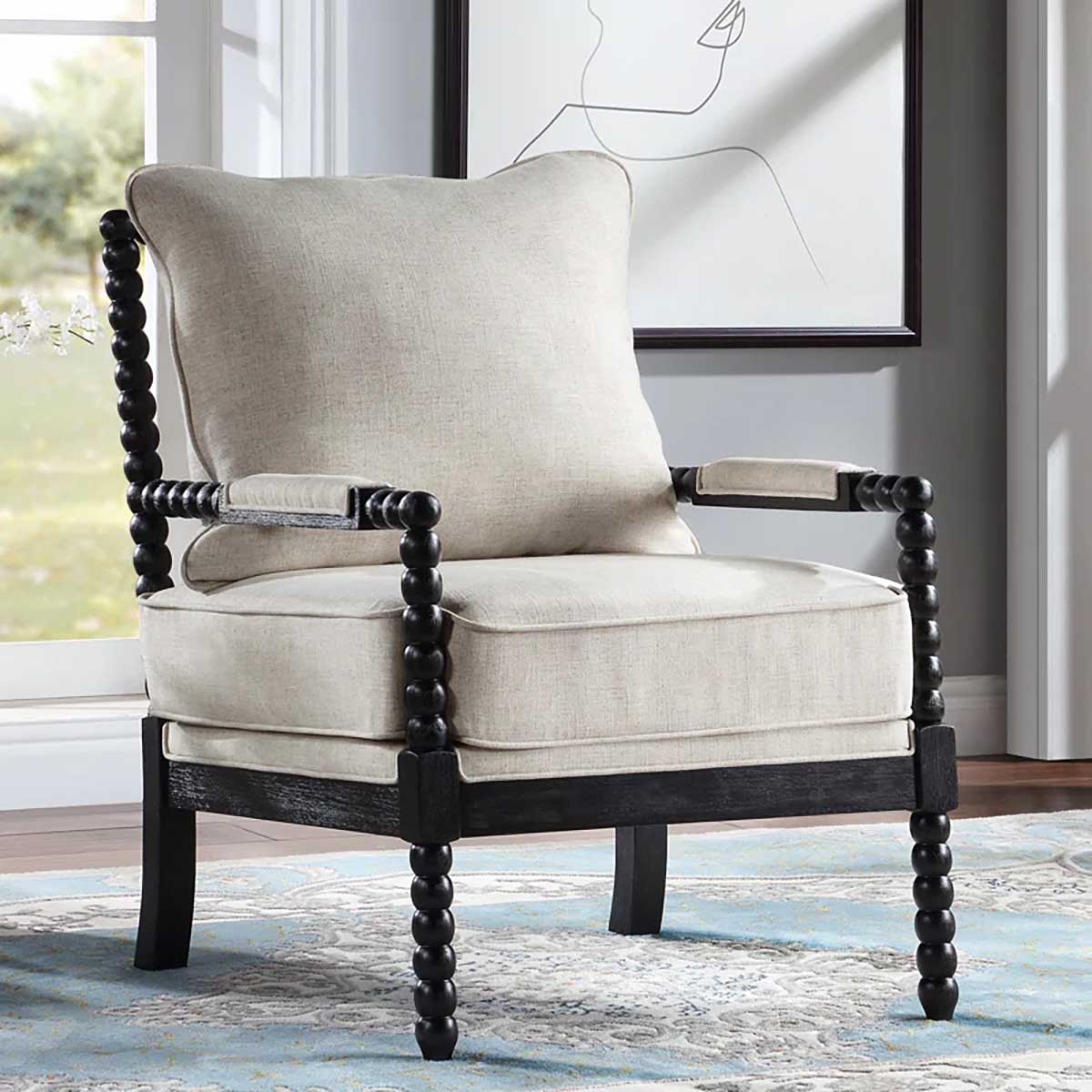 Langley Street Lorentz Modern Farmhouse Accent Chair best spindle accent chairs