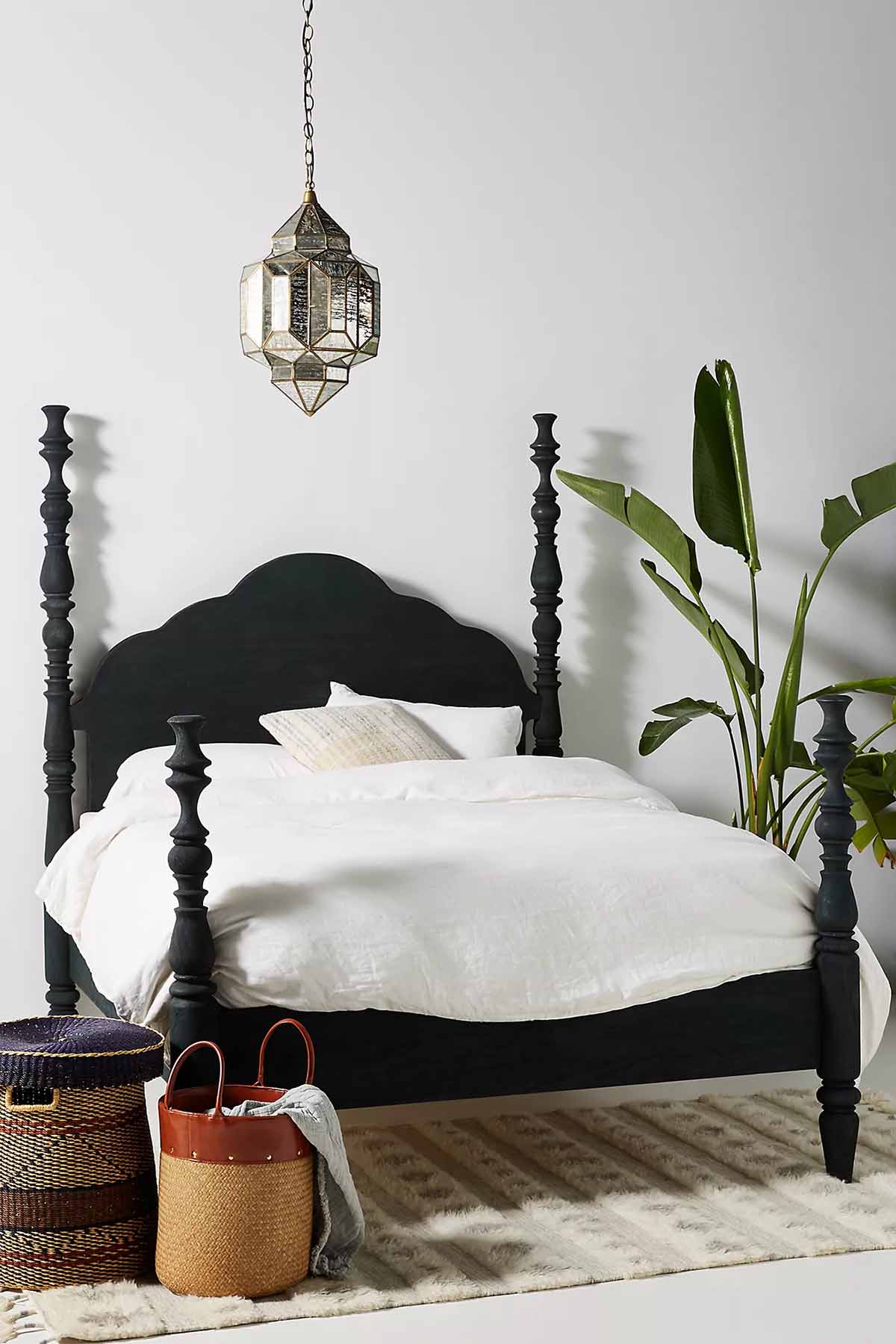 Anthropologie Spindle Four-Poster Bed Midnight best spindle beds