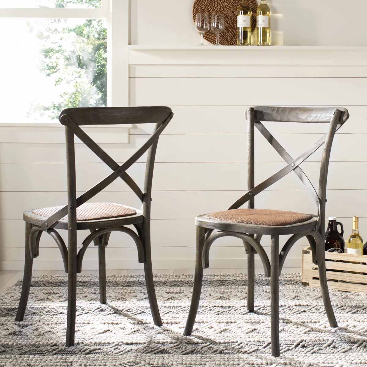 August Grove Ladores 18.5'' H Oak Side Chair (Set of 2) best cross back dining chairs