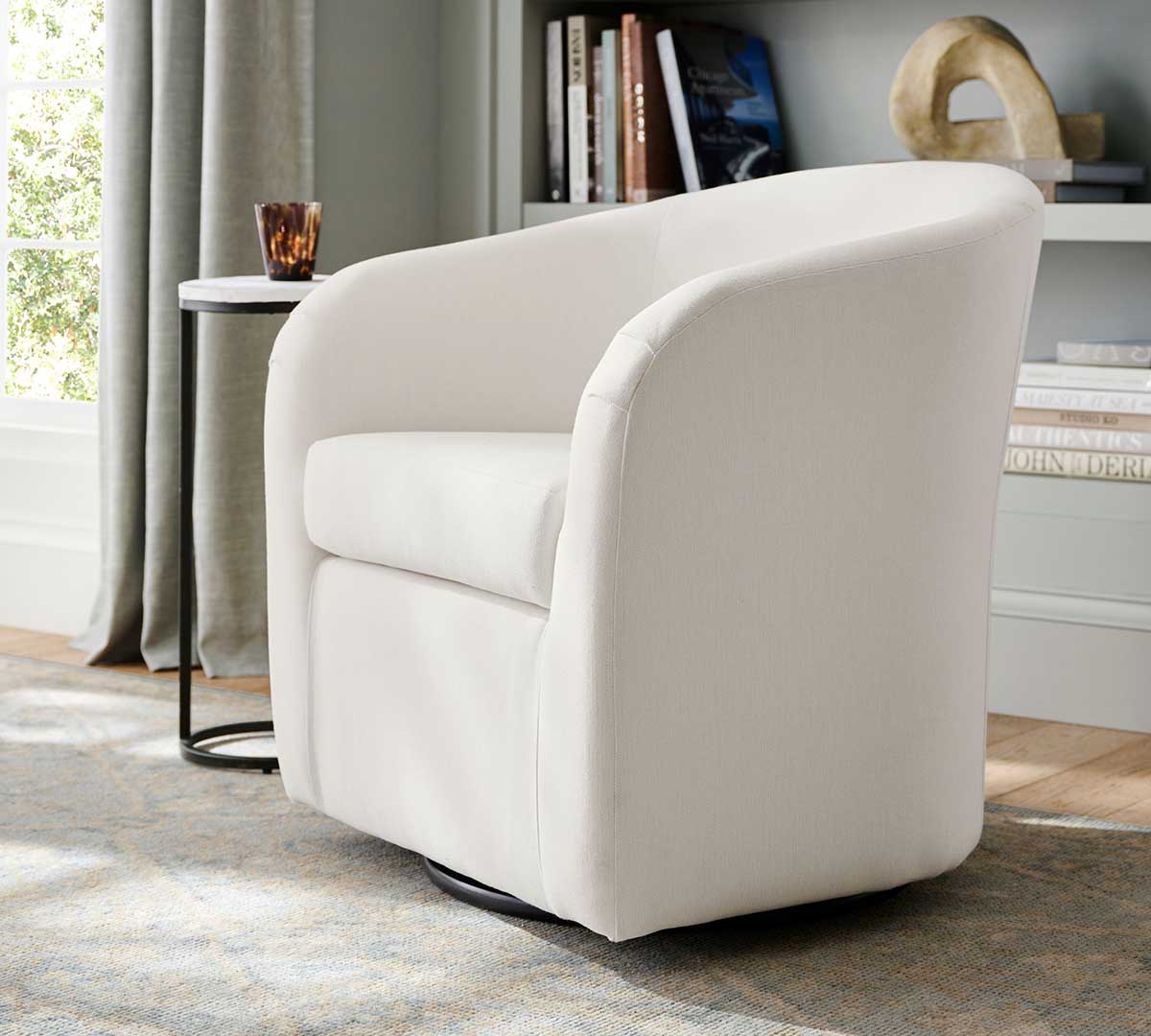 Pottery Barn Blake Swivel Chair best barrel accent chairs