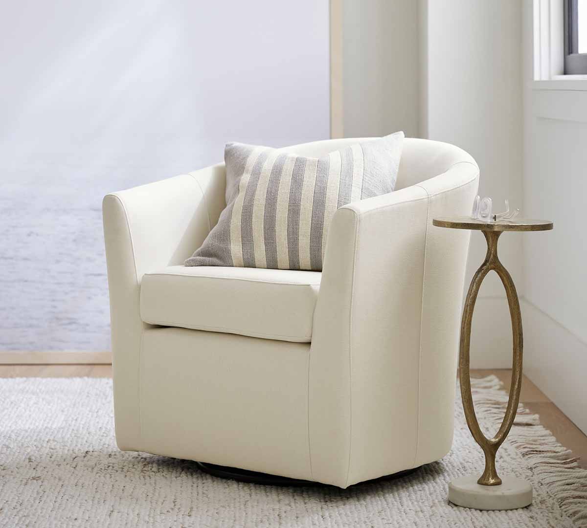Pottery Barn Hyde Swivel Chair best barrel accent chairs