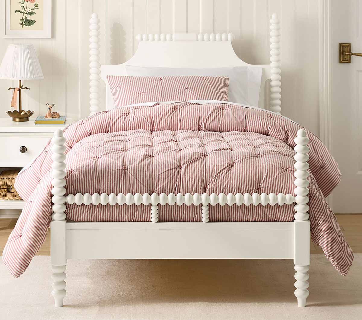 Pottery Barn Kids Chris Loves Julia Turned Wood Bed Heritage White best spindle beds