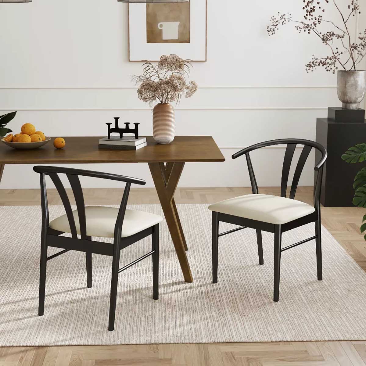 Roundhill Furniture Lavin Wishbone Dining Chairs, Set of 2 Black best wishbone dining chairs