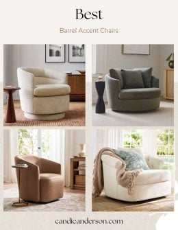 Lifestyle expert, journalist and interior design blogger Candie Anderson of candieanderson.com has the scoop on the best barrel accent chairs. She also shared styling tips, the best buying guide and frequently asked questions.