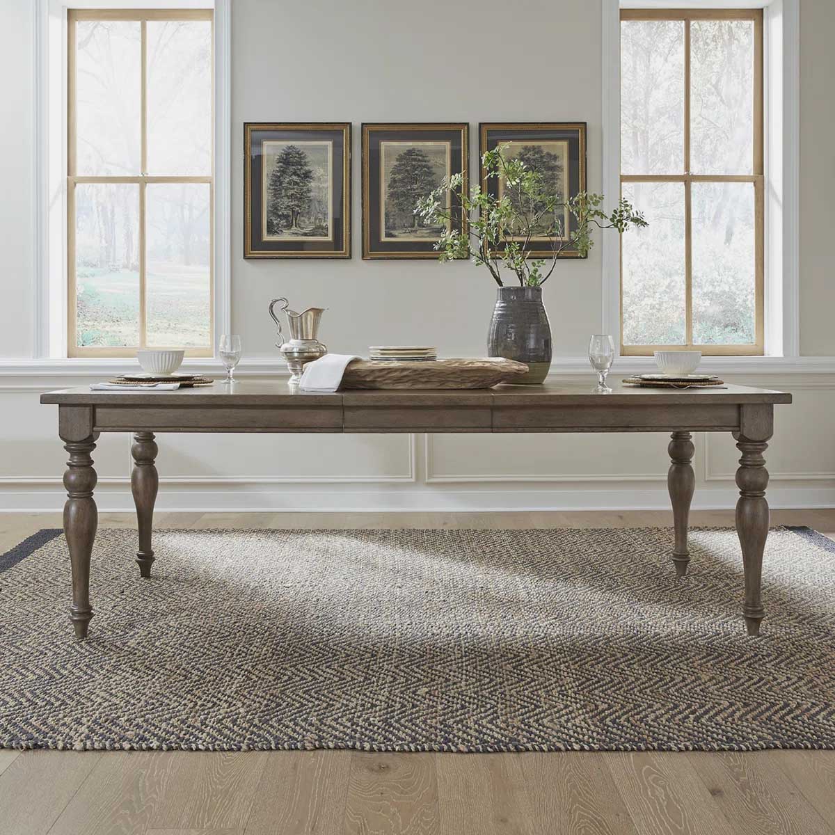 Lark Manor Aisja Rectangular Dining Table w: 18 Self-Storing Leaf best turned leg dining tables