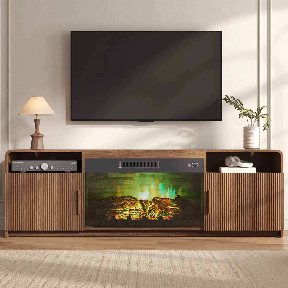 Latitude Run 70-Inch Fireplace TV Stand best electric fireplace tv stands