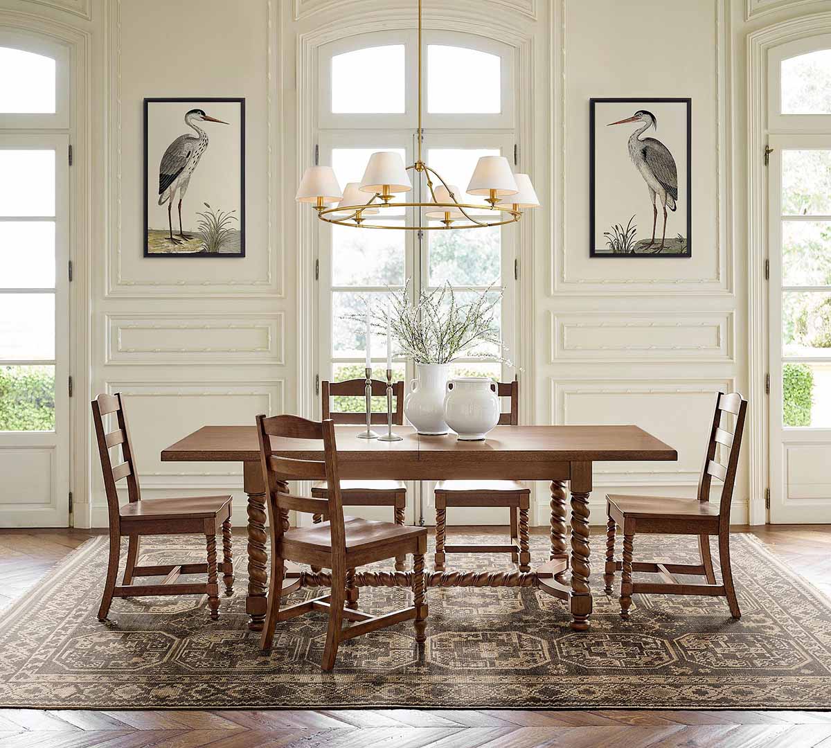 Pottery Barn Barley Extendable Dining Table (84-104) best turned leg dining tables