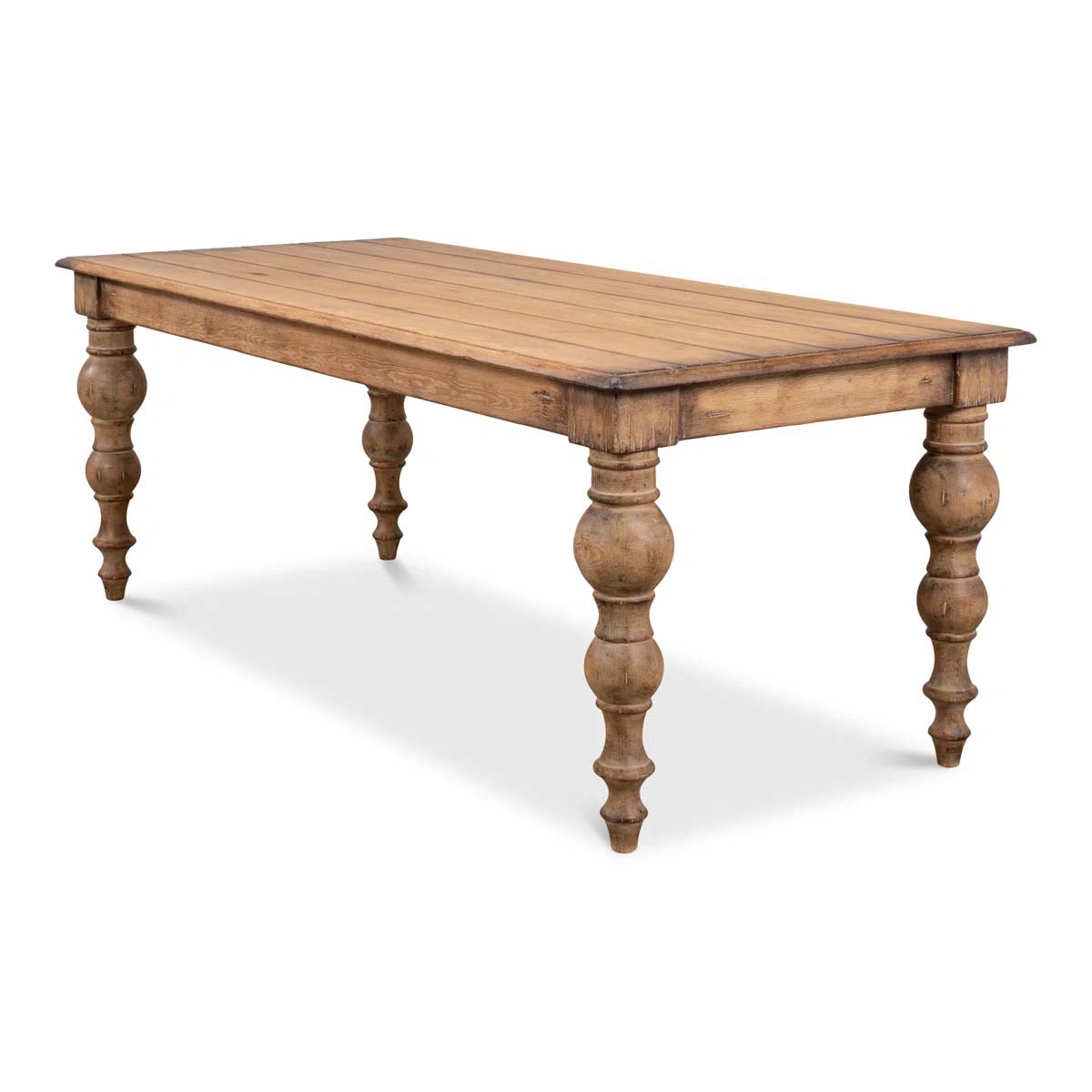 Sarreid LTD Bixby Pine Solid Wood Dining Table best turned leg dining tables