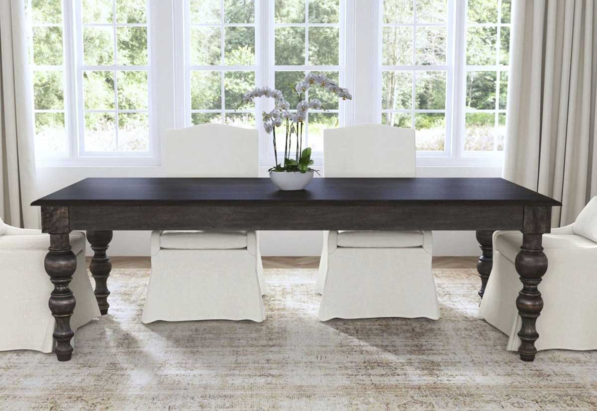 World Market Meadowlark Wood Turned Leg Dining Table Dark Brown best turned leg dining tables